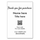 Vielen Dank für den Namen des Kaufs hier Scan QR Tischnummer (Rückseite)