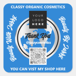 Vielen Dank für den QR-Code Logo Gold MAP Globe Bl Quadratischer Aufkleber