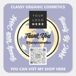 Vielen Dank für den QR-Code Logo Gold MAP Globe Bl Quadratischer Aufkleber