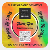 Vielen Dank für den QR Code Logo Holographic Gold Quadratischer Aufkleber (Vorderseite)