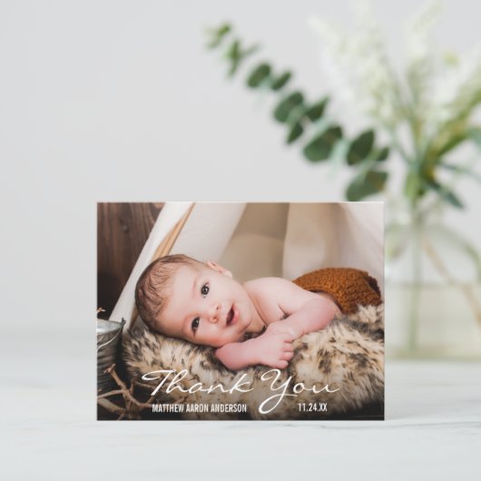 Vielen Dank für die Ankündigung von neuen Baby Fot Postkarte (Stehend Vorderseite)