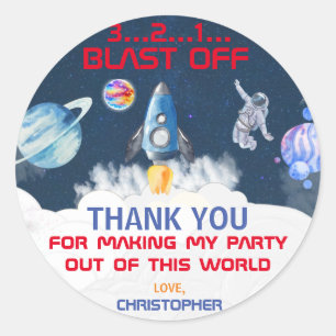Vielen Dank für die Astronaut Geburtstagsparty Runder Aufkleber