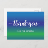 Vielen Dank für die Befassung über blau-grün Postkarte (Vorne/Hinten)