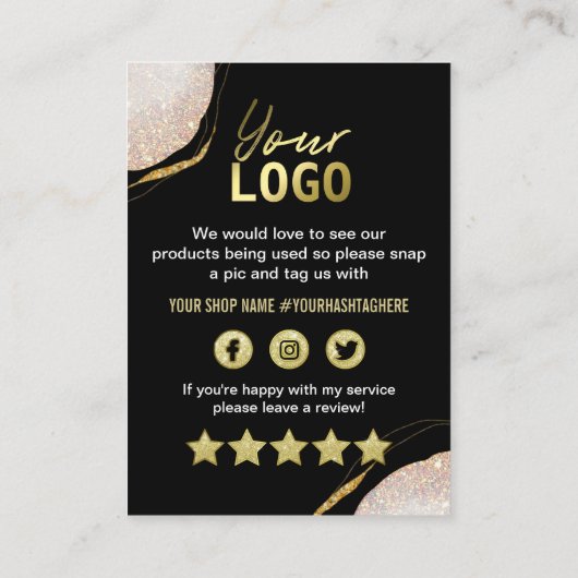 Vielen Dank für die Berufliche Black Gold Beilage Visitenkarte (Rückseite)