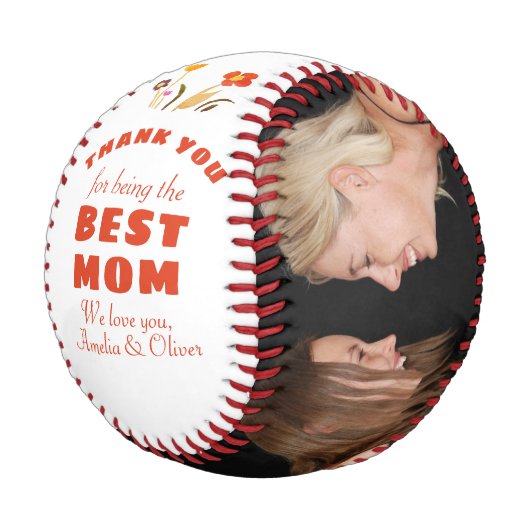 Vielen Dank für die beste Mama Blume Muttertag Fot Baseball (Schrägansicht)