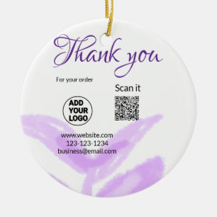 Vielen Dank für die Bestellung Scan QR lila Blätte Keramik Ornament
