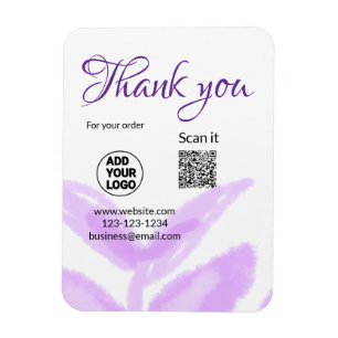 Vielen Dank für die Bestellung Scan QR lila Blätte Magnet