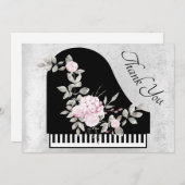 Vielen Dank für die blumengeschmückte Klavierdekor Dankeskarte (Vorne/Hinten)