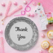 Vielen Dank für die elegante, graue, marmorierte W Pappteller (Party)