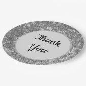 Vielen Dank für die elegante, graue, marmorierte W Pappteller (Schrägansicht)