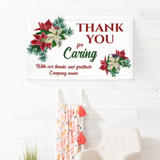 Vielen Dank für die Gekümmert Blume Floral Poinset Banner (Insitu)
