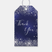 Vielen Dank für die Glitzern in Navy blauer Silber Geschenkanhänger (Vorderseite)