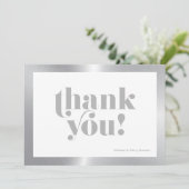 Vielen Dank für die graue Typografie, Silber und S Dankeskarte (Stehend Vorderseite)