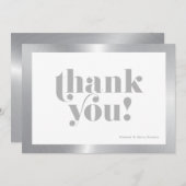 Vielen Dank für die graue Typografie, Silber und S Dankeskarte (Vorne/Hinten)