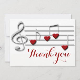 vielen Dank für die Kalligraphie auf Herz-Musiknot Dankeskarte