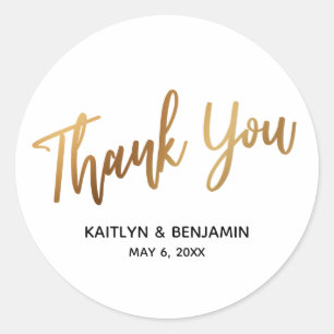 Vielen Dank für die Minimal Gold Handwriting Typog Runder Aufkleber