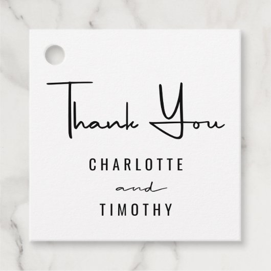 Vielen Dank für die minimale Script Schwarz-weiß W Geschenkanhänger (Vorderseite)