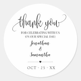 Vielen Dank für die minimalistische Hochzeit des B Runder Aufkleber