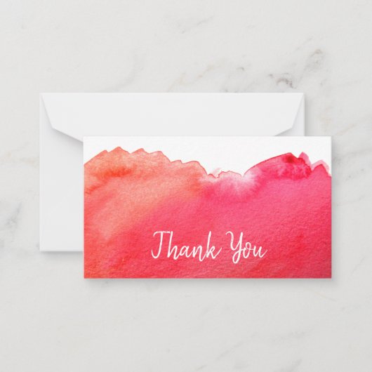 Vielen Dank für die moderne, einfache rote Aquarel Mitteilungskarte (Vorderseite)