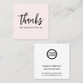 Vielen Dank für die moderne Minimal Pink Square Bu Quadratische Visitenkarte (Vorne/Hinten)