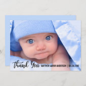 Vielen Dank für die neue Baby Modern Blue Back Car Dankeskarte (Vorne/Hinten)