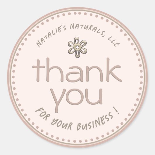 Vielen Dank für die neutrale, rosa Blume des gepun Runder Aufkleber (Vorderseite)