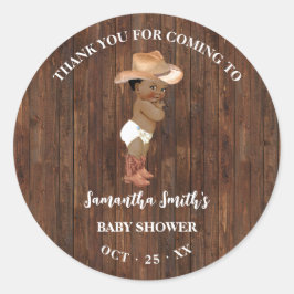 Vielen Dank für die OM Cowboy Western Baby Shower Runder Aufkleber