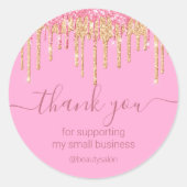 Vielen Dank für die pinkfarbenen Glitzer Geschäft Runder Aufkleber (Vorderseite)