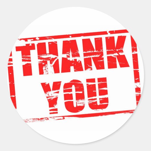 Vielen Dank für die rote Briefmarke Runder Aufkleber (Vorderseite)