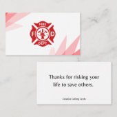 Vielen Dank für die Rufkarte eines Feuerwehrmanns Telefonnummerkarte (Vorne/Hinten)
