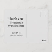 Vielen Dank für die Unterstützung meines Geschäfts Postkarte (Rückseite)