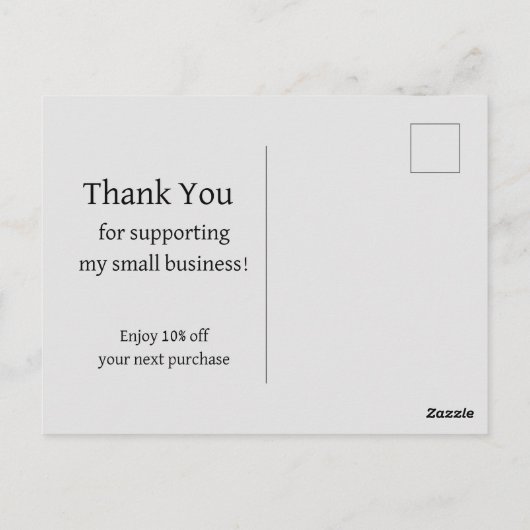 Vielen Dank für die Unterstützung meines Geschäfts Postkarte (Rückseite)