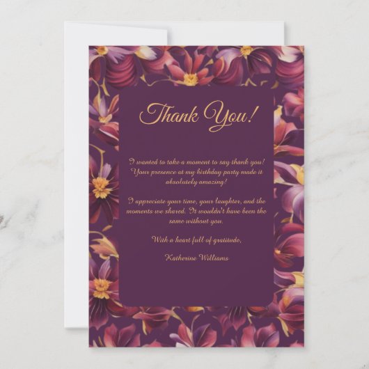 Vielen Dank für die violetten Blumen- Einladung (Vorderseite)