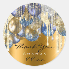 Vielen Dank für Hochzeitstag Ballons Blue Tropfens Runder Aufkleber