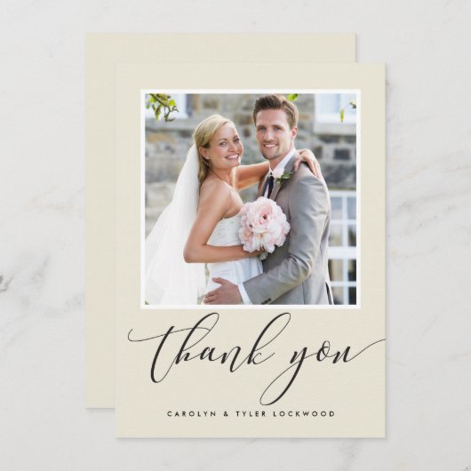 VIELEN DANK FÜR IHNEN Foto modernes kalligraphisch Dankeskarte (Vorne/Hinten)