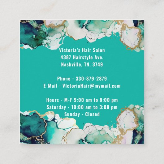 Vielen Dank für Ihr Abstraktes Grünes Elegantes Un Quadratische Visitenkarte (Rückseite)