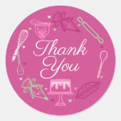 Vielen Dank für Ihr Backen & Kochen Utensil Pink & Runder Aufkleber (Vorderseite)
