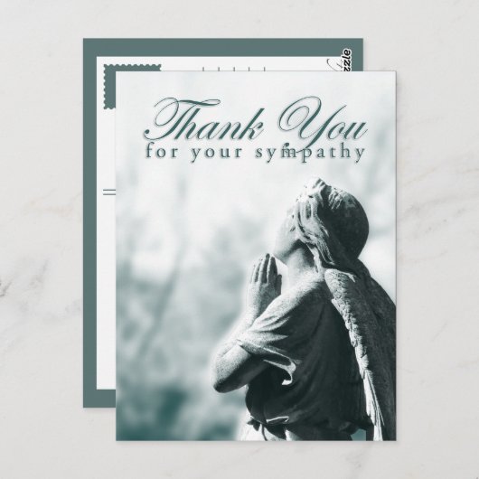 Vielen Dank für Ihr Beileid (betender Engel) Postkarte (Vorne/Hinten)