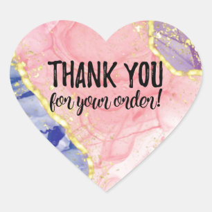 Vielen Dank für Ihr Bestelllabel Herz-Aufkleber