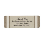 Vielen Dank für Ihr Burlap Look and Parchment Labe (Vorne)