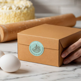 Vielen Dank für Ihr Business Aquamarin Bäckerei Ko Runder Aufkleber