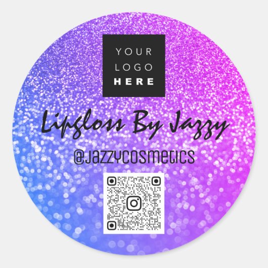 Vielen Dank für Ihr Business Beauty Pink Blue QR C Runder Aufkleber (Vorderseite)