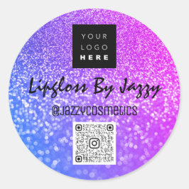 Vielen Dank für Ihr Business Beauty Pink Blue QR C Runder Aufkleber