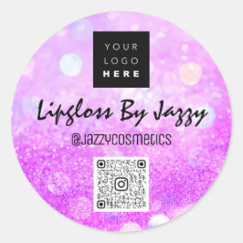 Vielen Dank für Ihr Business Beauty Pink QR-Logo Runder Aufkleber