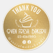 Vielen Dank für Ihr Business Cupcake Bäckerei Gold Runder Aufkleber (Vorderseite)