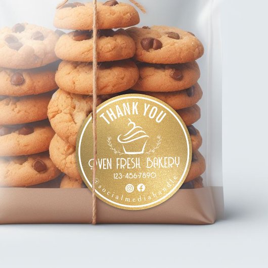 Vielen Dank für Ihr Business Cupcake Bäckerei Gold Runder Aufkleber