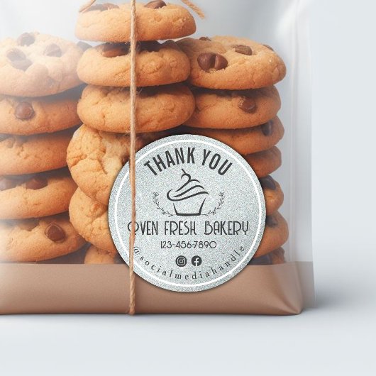 Vielen Dank für Ihr Business Cupcake Bäckerei Silv Runder Aufkleber