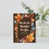 Vielen Dank für Ihr Business Erntedank Blätter Postkarte (Stehend Vorderseite)