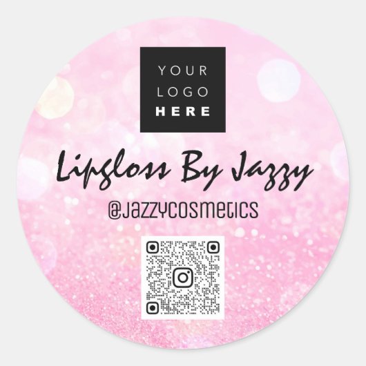 Vielen Dank für Ihr Business Packaging Pink Glitze Runder Aufkleber (Vorderseite)