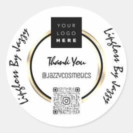 Vielen Dank für Ihr Business QR-Logo Schwarz-weiß Runder Aufkleber